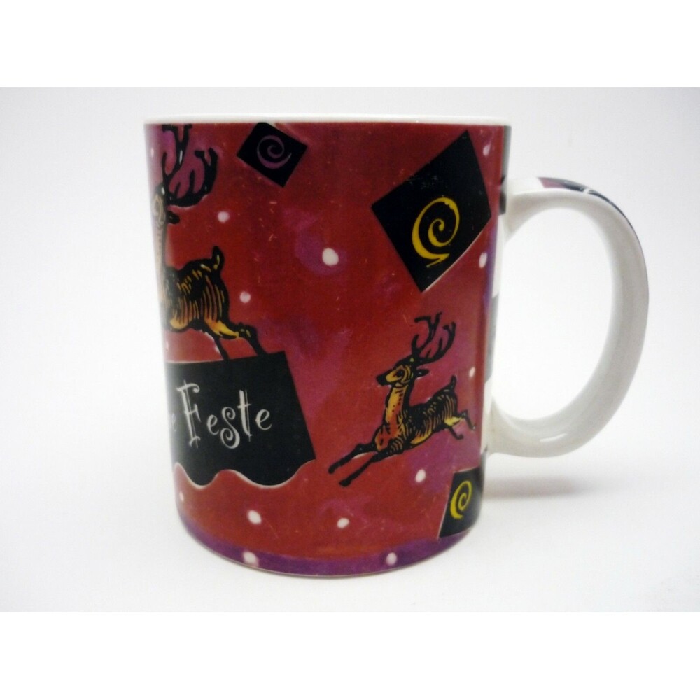 Starbucks Christmas Holiday Mug Peace on Earth Buone Feste Noel Reindeer 12 oz